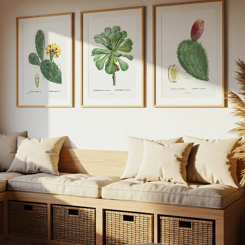 סט תמונות קקטוסים וינטג'– איורים של Pierre-Joseph Redouté