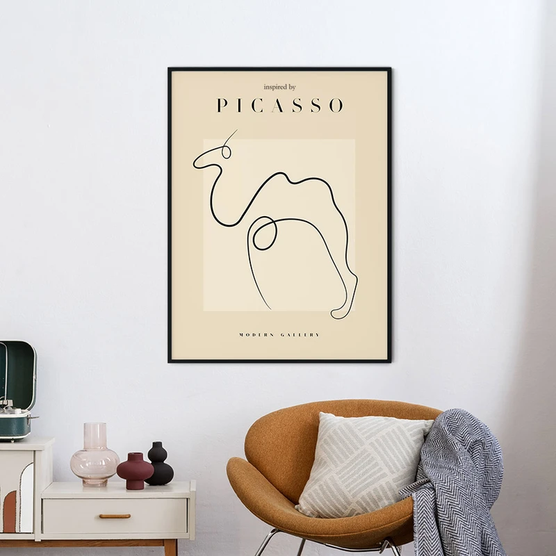 פוסטר אמנותי – ציור קו מינימליסטי של גמל