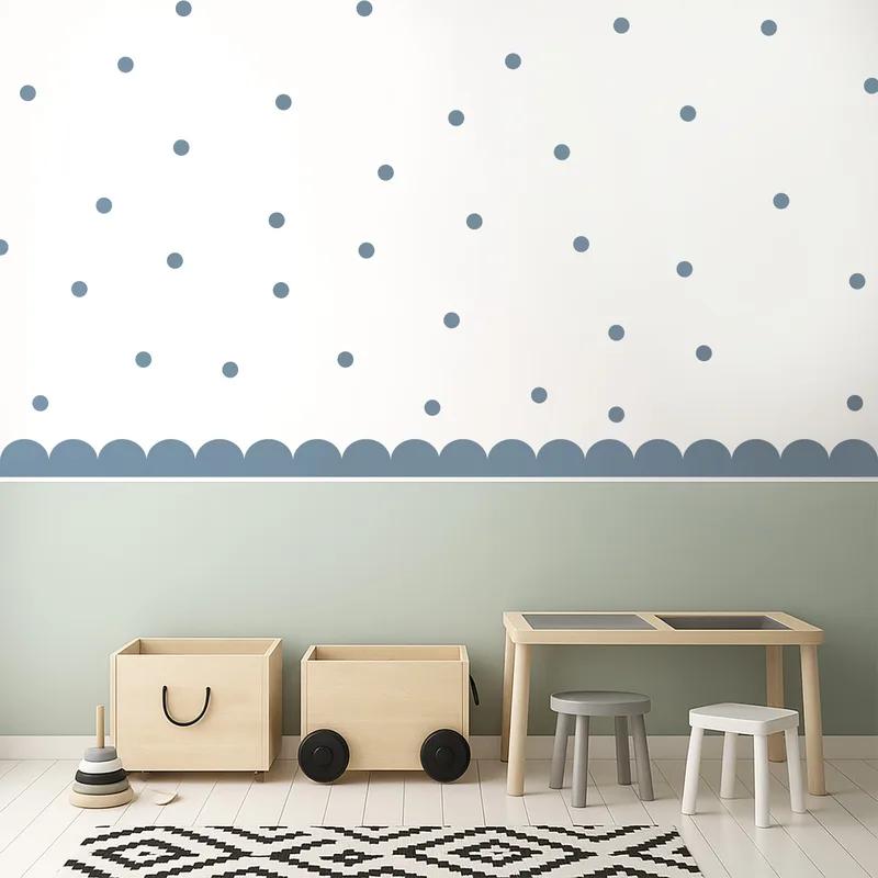 מדבקות קיר רב פעמיות עיגולים ובורדר – עיצוב לחדר ילדים