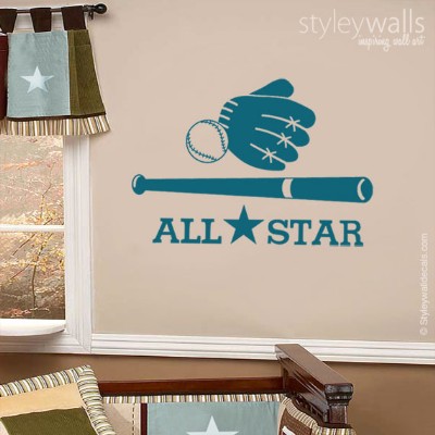 מדבקת קיר לילדים ספורט בייסבול All Stars