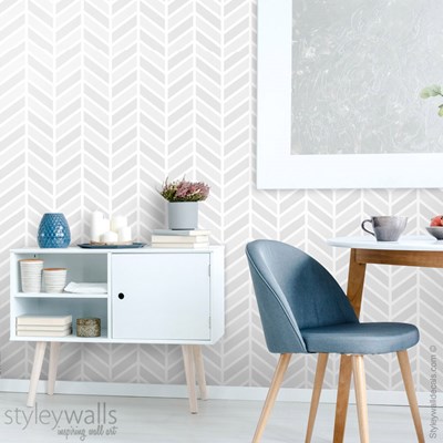 טפט לקיר פישבון Herringbone אפור לבן