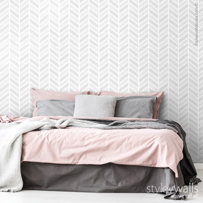 טפט לקיר פישבון Herringbone אפור לבן
