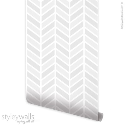 טפט לקיר פישבון Herringbone אפור לבן