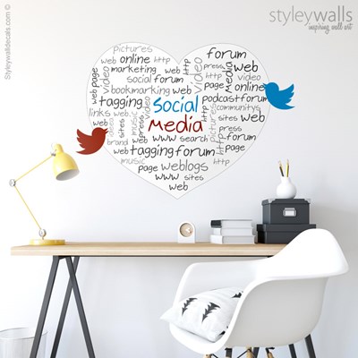 מדבקת קיר להייטק מדיה חברתית Social Media