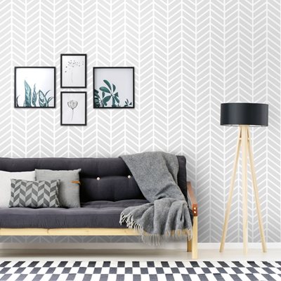 טפט לקיר Herringbone מודרני אפור