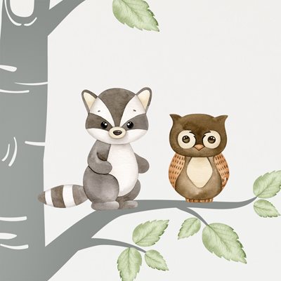 מדקת קיר חיות ביער עם עצים