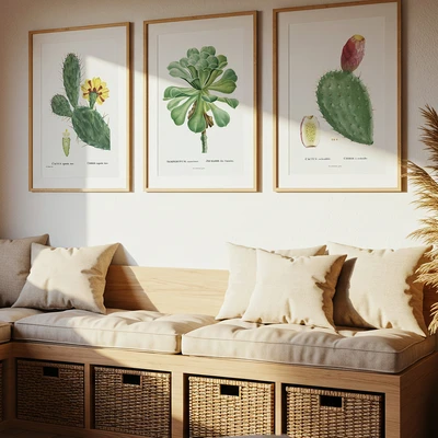 סט תמונות קקטוסים וינטג'– איורים של Pierre-Joseph Redouté