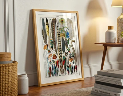 תמונת וינטג' קלאסית – איור נוצות וציפורים מהמאה ה־19