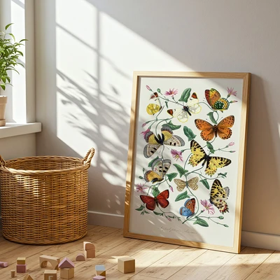 תמונת קיר וינטג' בוטני – פרפרים צבעוניים קלאסיים Paul Gervais