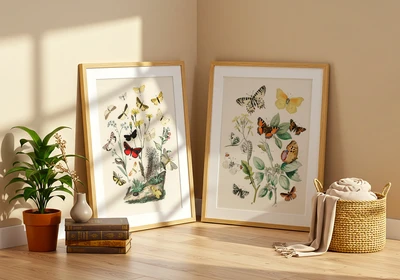 תמונות קיר פרפרים צבעוניים באיור וינטג' של William Forsell Kirby