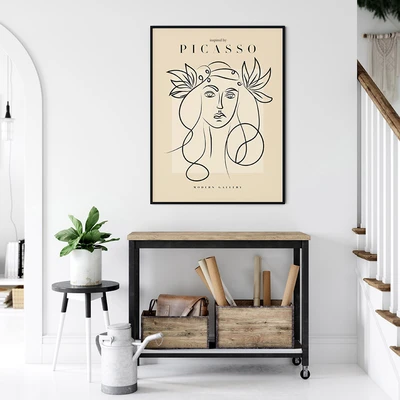 תמונת קיר מודרנית – אישה מינימליסטית בהשראת פיקאסו
