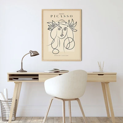 תמונת קיר מודרנית – אישה מינימליסטית בהשראת פיקאסו