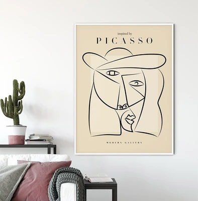 תמונת קיר אמנות קו – דיוקן אבסטרקטי בסגנון פיקאסו