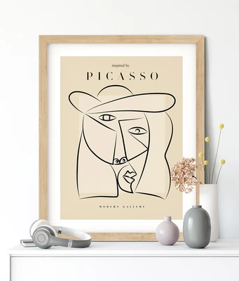 תמונת קיר אמנות קו – דיוקן אבסטרקטי בסגנון פיקאסו
