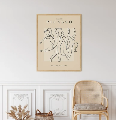 תמונת קיר אמנות קו – ריקוד מופשט בסגנון פיקאסו