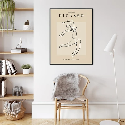 תמונת קיר אמנות קו – דמות רוקדת בסגנון פיקאסו