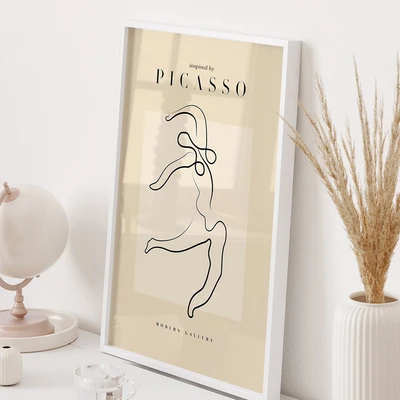 תמונת קיר אמנות קו – דמות רוקדת בסגנון פיקאסו