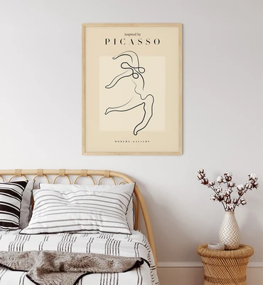 תמונת קיר אמנות קו – דמות רוקדת בסגנון פיקאסו