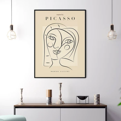 תמונת קיר אמנות קו – דיוקן נשי בסגנון פיקאסו