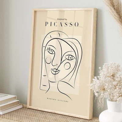 תמונת קיר אמנות קו – דיוקן נשי בסגנון פיקאסו