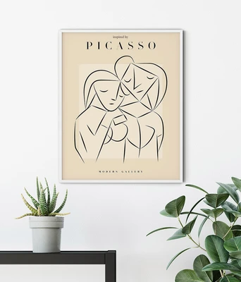 תמונת אמנות מופשטת – שתי נשים בסגנון פיקאסו
