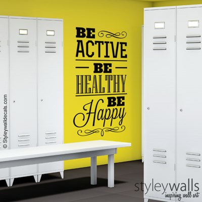 מדבקת קיר Be Active Be Happy