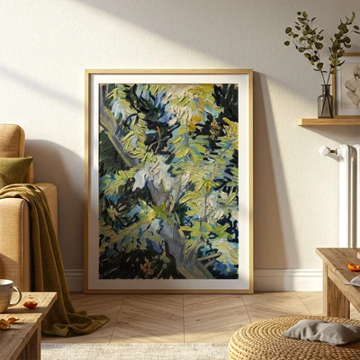 תמונת קיר לבית – ענפי עצי שיטה פורחים של ואן גוך