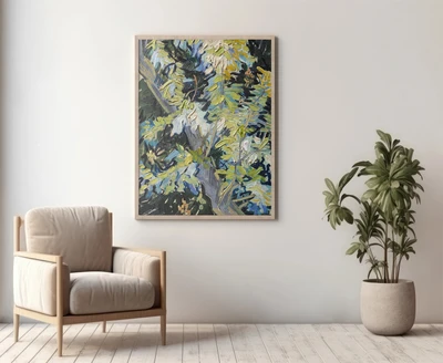 תמונת קיר לבית – ענפי עצי שיטה פורחים של ואן גוך