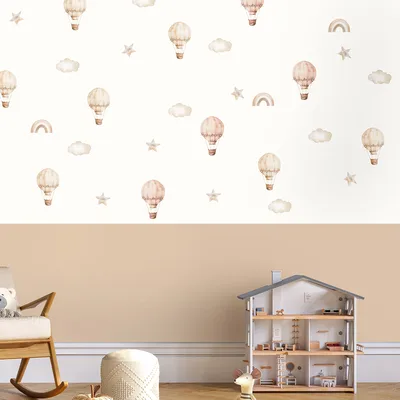 סט מדבקות כדורים פורחים וינטג', עננים וכוכבים