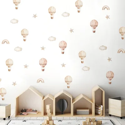 סט מדבקות כדורים פורחים וינטג', עננים וכוכבים