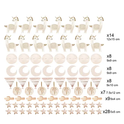 מדבקות קיר לאמות בוהו שיק – טיפי וקקטוסים לחדר ילדים