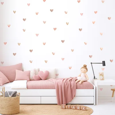 מדבקות קיר לבבות עדינים – בוהו שיק לחדר ילדות