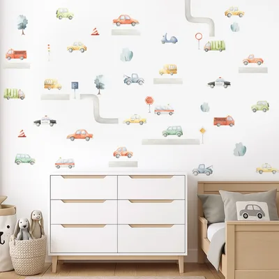 מדבקות קיר מכוניות וכבישים – עיר קטנה בחדר הילדים