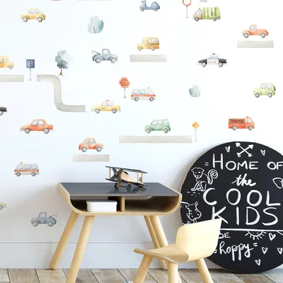 מדבקות קיר מכוניות וכבישים – עיר קטנה בחדר הילדים