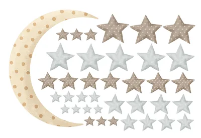 מדבקות קיר ירח וכוכבים סקנדינבי לעיצוב חדר ילדים