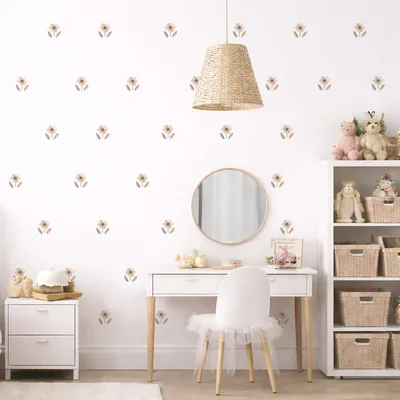 מדבקות קיר פרחי בוהו – פרחים קטנים לעיצוב קיר