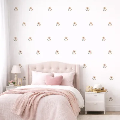 מדבקות קיר פרחי בוהו – פרחים קטנים לעיצוב קיר