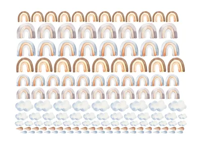 מדבקות קיר קשתות ועננים פסטל – עיצוב חדר ילדים