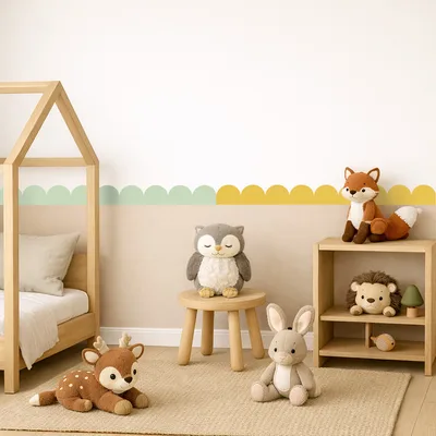 מדבקת בורדר מסולסל סקאלופ לחדר ילדים