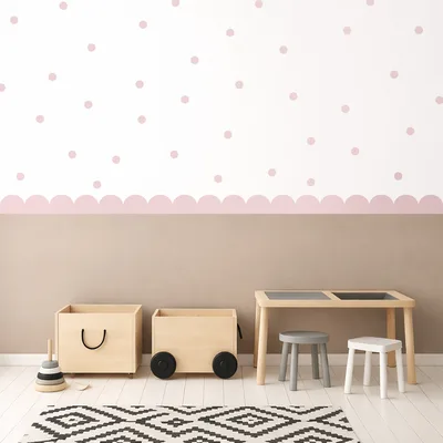 מדבקות קיר רב פעמיות עיגולים ובורדר – עיצוב לחדר ילדים