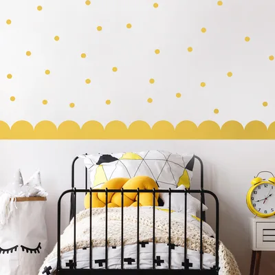מדבקות קיר רב פעמיות עיגולים ובורדר – עיצוב לחדר ילדים