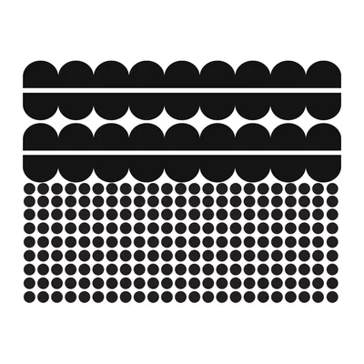 סט של מדבקות קיר עיגולים ובורדרים Scalloped לחדרי ילדים