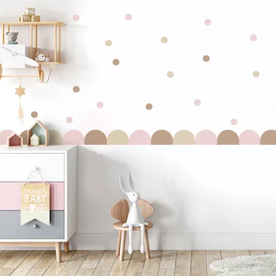 מדבקת בורדר צבעוני עדין עם עיגולים – לעיצוב חדר ילדים
