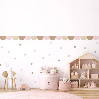מדבקת בורדר צבעוני עדין עם עיגולים – לעיצוב חדר ילדים