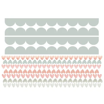 מדבקת בורדר מסולסל Scalloped לבבות- עיצוב חדר ילדים