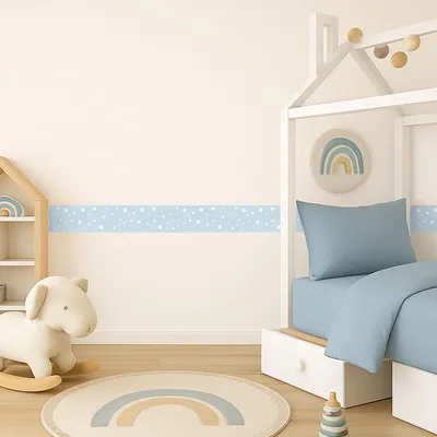 מדבקת בורדר עם כוכבים בתכלת