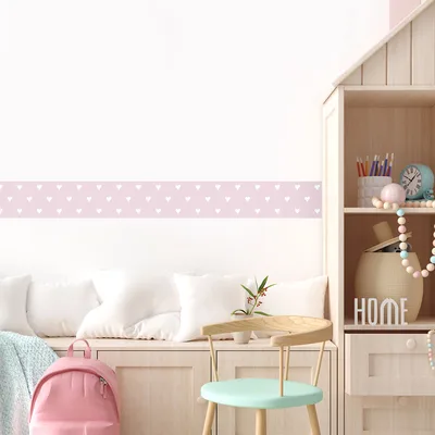 מדבקות בורדר עם לבבות בורוד - עיצוב קיר לחדר ילדות