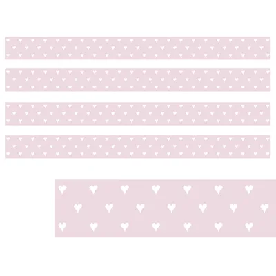 מדבקות בורדר עם לבבות בורוד - עיצוב קיר לחדר ילדות