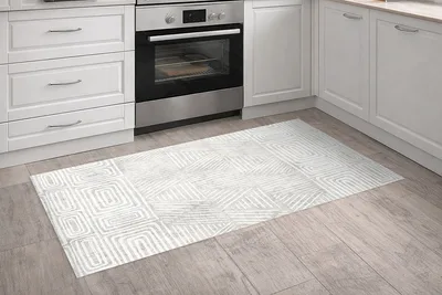שטיח פי וי סי למטבח בעיצוב מינימליסטי גיאומטרי