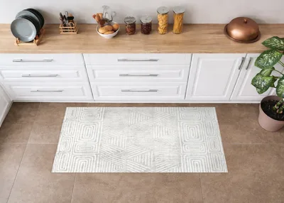 שטיח פי וי סי למטבח בעיצוב מינימליסטי גיאומטרי